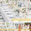 4/6/8 FT Stretch Table Cloth Polyester Rectangle Washable Table Cloth Solid Color for Birthday Wedding Events Party Decoration