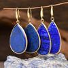 Hand Binding Lapis Lazuli Earrings for Women Fashion Minority Design Elegant Gold European and American Earrings Minimalistic Water Drops Ear Hook