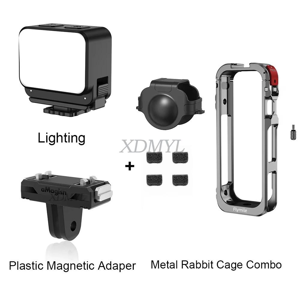 Aluminum Alloy Protective Case For Insta360 X5 Camera Frame Rabbit Cage With Silicone Lens Cover Cold Shoe and 1/4" Threads