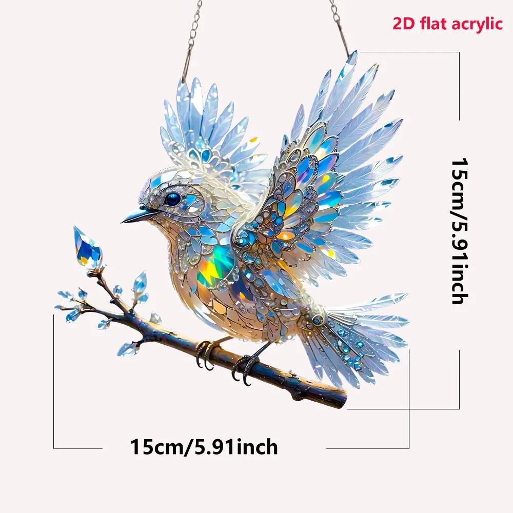 

15cm Acrylic Magpie Bird Wall Hanging 2D Bird Hangings Pendant Ornament Home Art Dream Catcher Decoration Stained Window Hanging