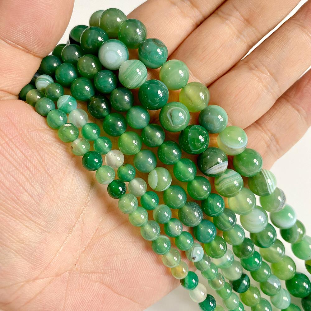 6 8 10 MM  Matte Natural Stone Beads Polished Blue Stripes Agates Stone Beads Diy Spacer Loose Beads for Jewelry Making Bracelet