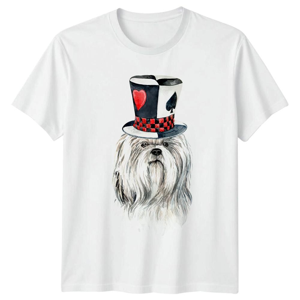 Dog Wearing Card Hat Animals Unisexs TShirt Cute Graphic Tee
