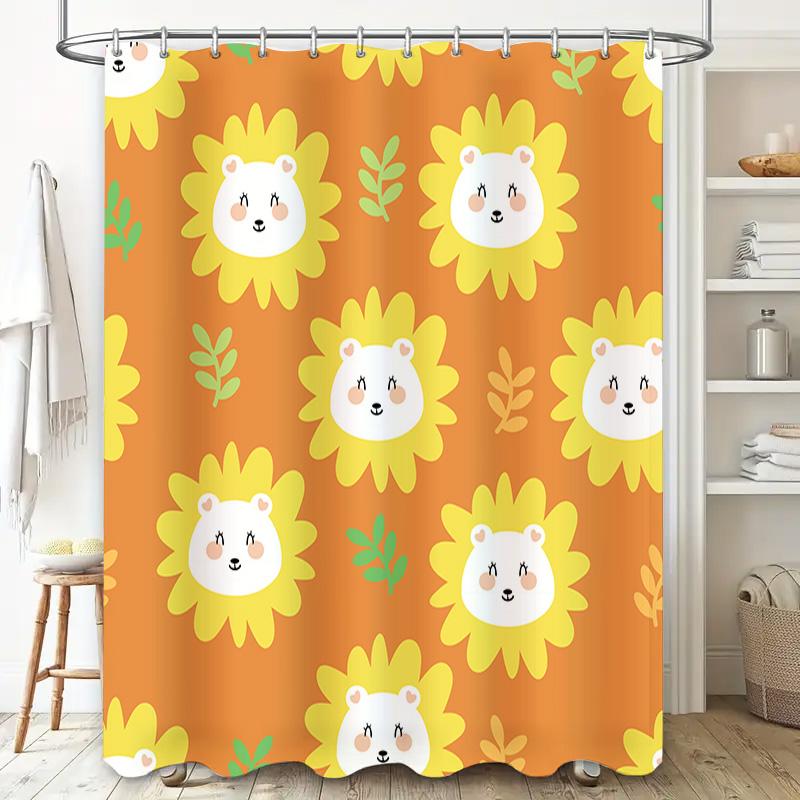 Vibrant Animal Print Shower Curtain For Bathroom Decoration Sunflower Bear Design In Multiple Sizes