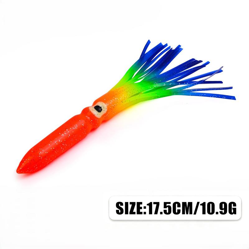 Calamar Blando Luminoso Grande de 17,5 cm-41 cm para Pesca en el Mar Falda de Calamar Pulpo Pesca de Arrastre Señuelos para Atún Aparejos de Pesca en Agua Salada