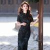 Slim Fit Black Vintage Chinese-Inspired Long Dress With Stand Collar Sleeveless Style Women 2025