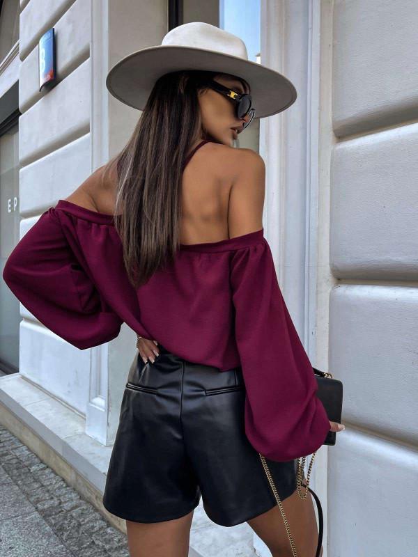 2025 New Sexy Off-Shoulder Halter Long Sleeve Printed Lantern Sleeve Top for Women