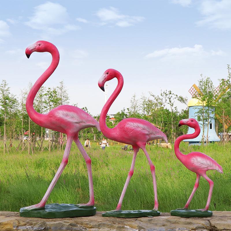 Fiberglass Flamingo Sculpture for Garden and Pond Decorations
