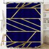 Modern Geometric Shower Curtain Bold Navy Blue Gold Stripes Polyester Fabric 72X84 In For Bathroom Decorations