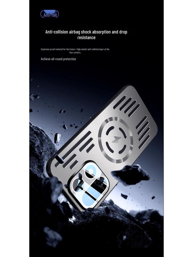 OnePlus 15 Stoßfeste Airbag-Hülle: Eisaluminium, Magnetische Wärmeableitung, Mattes Metall, Leichtgewicht.