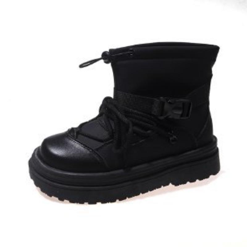 Cowhide Version Outdoor Snow Boots Women's Winter New Thick-soled Martin Boots Non-slip Plush Warm Large Cotton Boots
