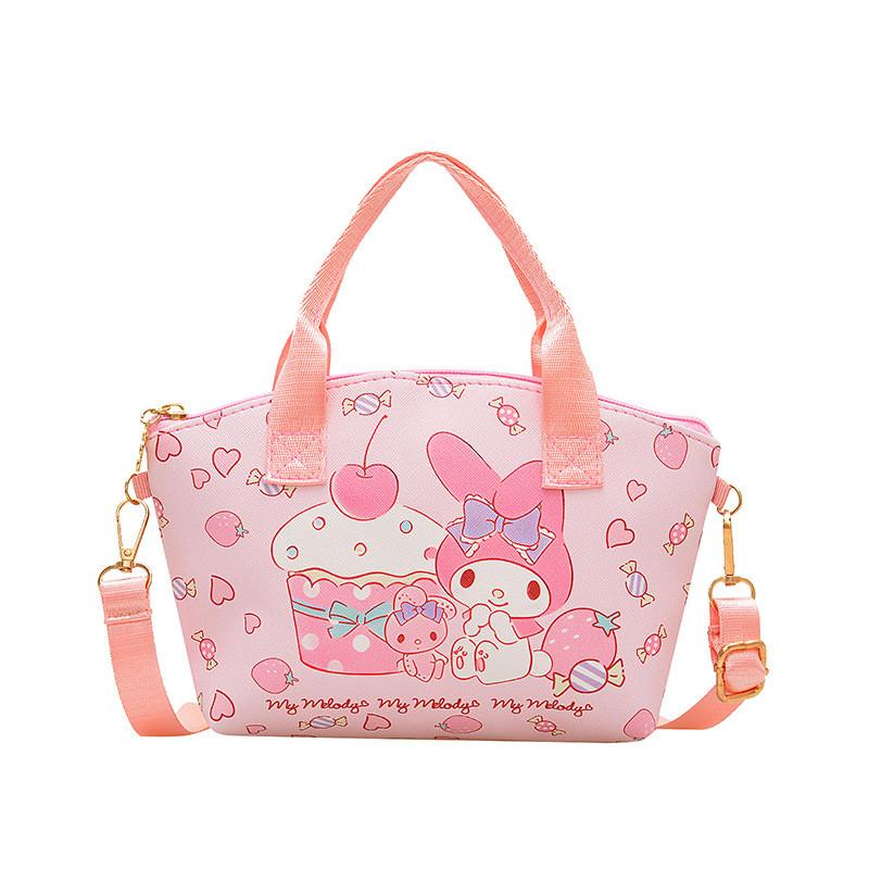 Minnie Kuromi Cinnamoroll Hello Kitty Melody Cartoon Leather Crossbody Bag With Pu Material For Casual Day Use