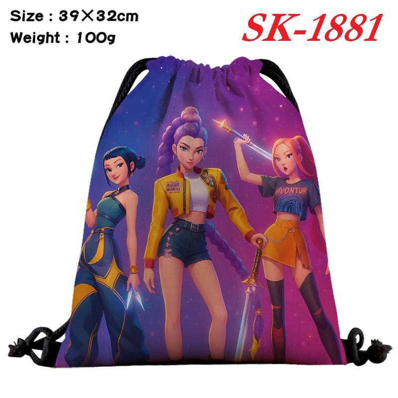 Demon Hunters Drawstring Bag Lightweight Backpack Cartoon Print Travel Fitness Clothes Storage