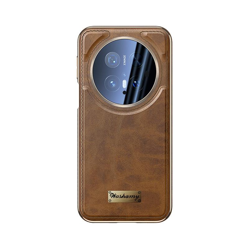 Applicable to Huawei mate70pro mobile phone case lens all-inclusive mate60pro magnetic attraction plating anti-drop retro leather case