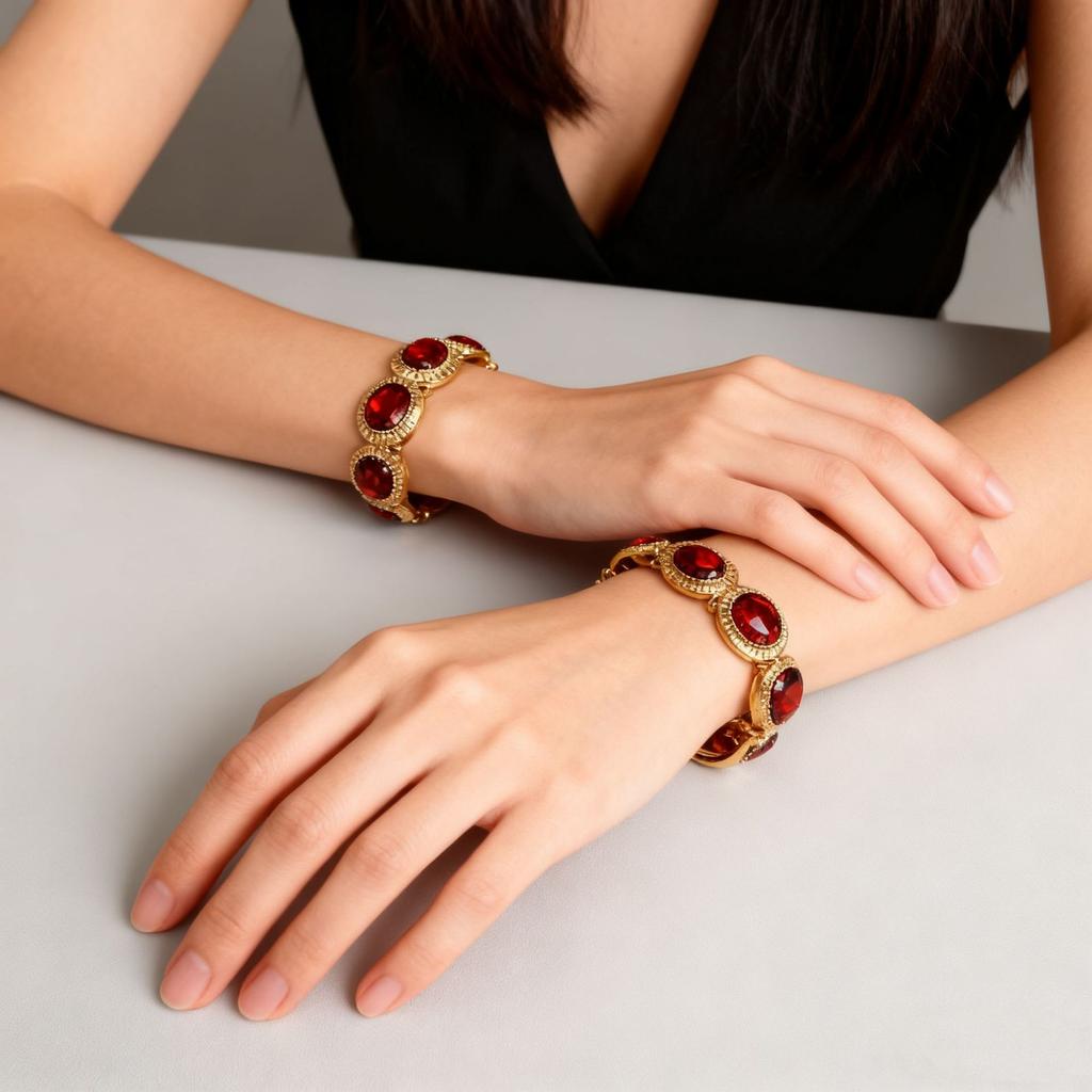 Earrings Ruby Stretch Bracelet Ladies Vintage Court Vtage Light Luxury Premium Jewelry