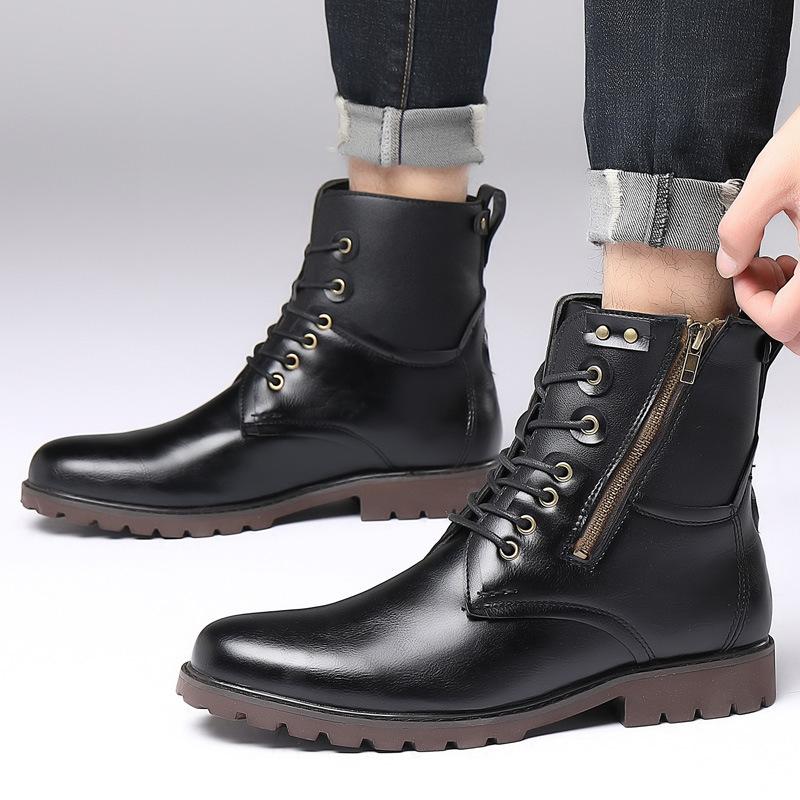 Large Size Martin Boots Men's Spring and Autumn New Men's Casual Side Zipper High-top Boots Fashion Trend Chelsea Boots