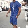 Summer Men's Suit Street Fashion Loose and Comfortable T-Shirt Outdoor Sports Running Fitness Shorts Text Printing