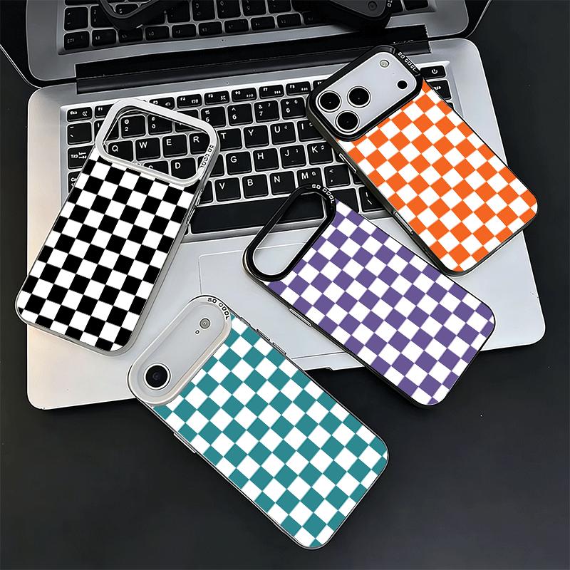 Retro Classic Chess Board Grid Shockproof Phone Case for iPhone 17 Air 16 16E 15 Pro Max 14 Plus 13 Mini 12 Back Cover Anti Fall