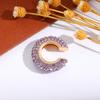 Retro Fashion C-Shaped Bling Ear Clips with Colored Diamonds - Trendy No-Pierce Earrings