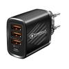 3-Port USB+PD Fast Charger: Multi-Port Adapter for A+C, 3A EU/US/UK