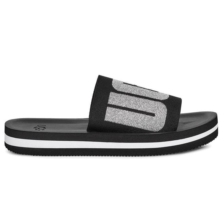 UGG Zuma Graphic Metallic Comfortable Slippers Women Slippers Black 1101558-BLK