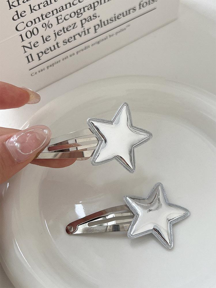 Silver Rhinestone Pentagram Hairpin: Y2K Cool Style Bangs Side Clip