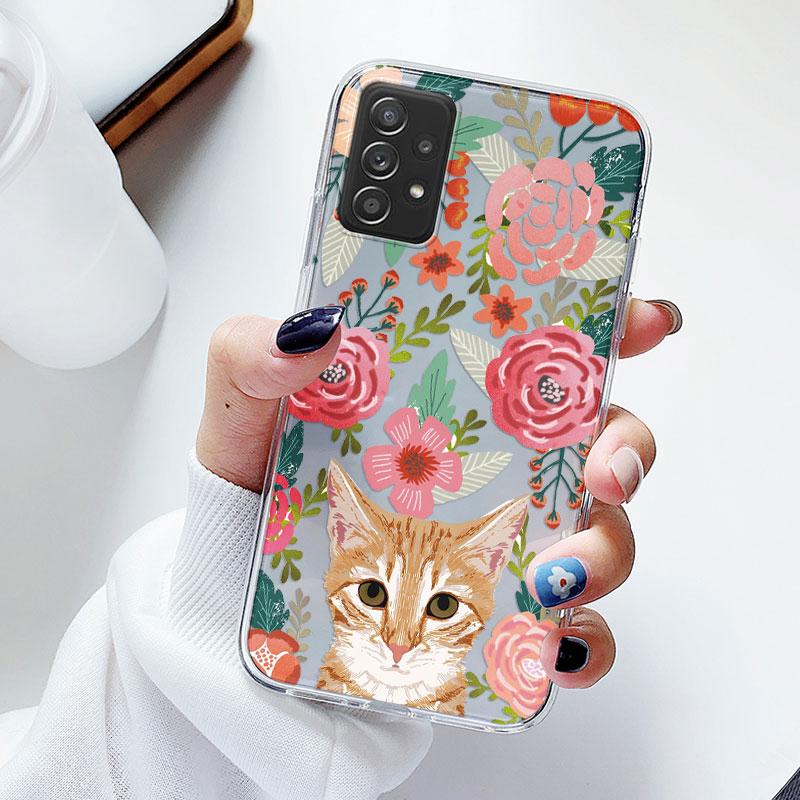 Phone Case For Samsung A52s A52 Floral Silicon Cover For Samsung Galaxy A52 Fundas Coque Transparent Soft Capas Flower TPU