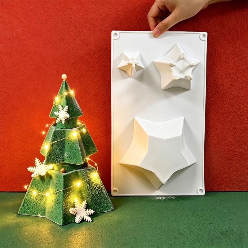 Festives Christmas Tree Shape Silicone Molds Baking Essential For Mousse Cakes Candle Making Nontoxic Easy Releases