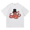 Oktopus mit Mütze T-Shirt Japanischer Stil Lustige Herren Kinder Kleidung Harajuku Kleidung Vintage Hochwertige Oberteile Baumwoll-T-Shirts