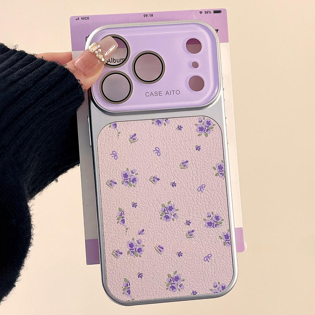 Ins Flower Large Window Phone Case for For Iphone 17 16 Pro Max 14 1 13 Camera Film Protector Shockproof Ultra Slim Cover