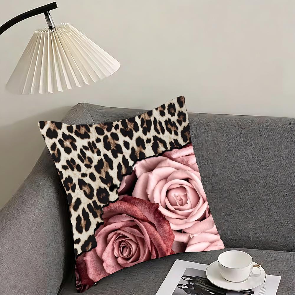 

Pink Leopard Fashion Cushion Cover Pillowcase Ultra Soft Skin Friendly Fabric Cloud Like Comfort Concealed Zipper 30x30cm