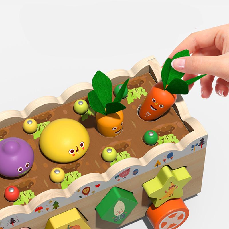 Baby Wooden Toys Multi-functional Fruits Vegetables Shape Sorting Stacking Educational Toys Gifts