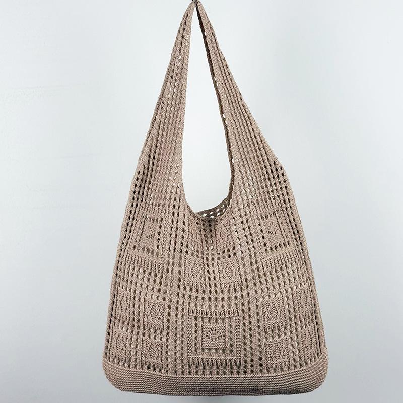 

Women s Large Capacity Solid Color Knit Shoulder Bag - Casual Vacation Style, Versatile and Stylish.