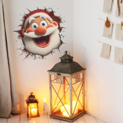 Weihnachtsfensteraufkleber Wanddurchbrechender Weihnachtsmann Aufkleber Feiertagsglasaufkleber Dekorationen für Badezimmer Küchen Schlafzimmer Kinderzimmer