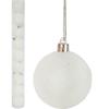 Set of 9 White Glitter Plastic Christmas Baubles, 6 Cm
