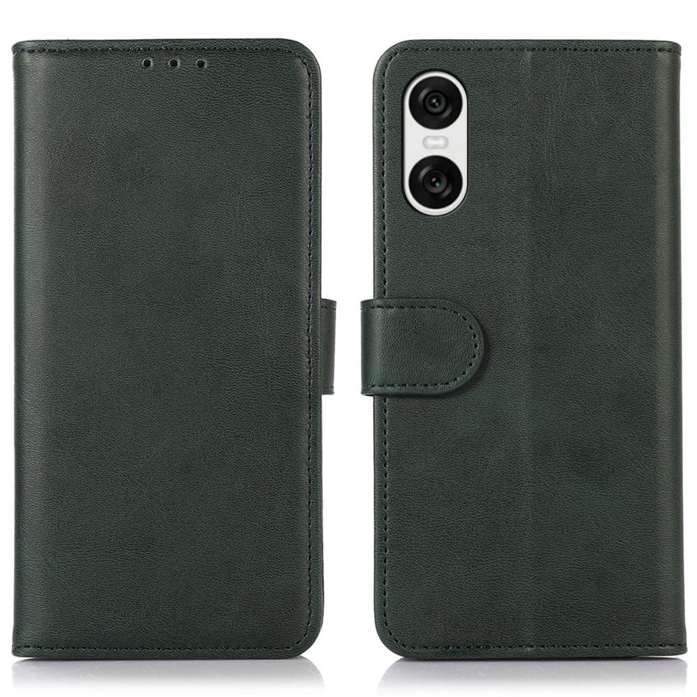 

For Sony Xperia 10 VI Case Leather Cowhide Texture Phone Wallet Cover with Magnetic Clasp Green