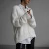 Women's 2025 Autumn Winter Faux Mink Knit Cardigan V Neck Long Sleeve Loose Casual Sweater Coat