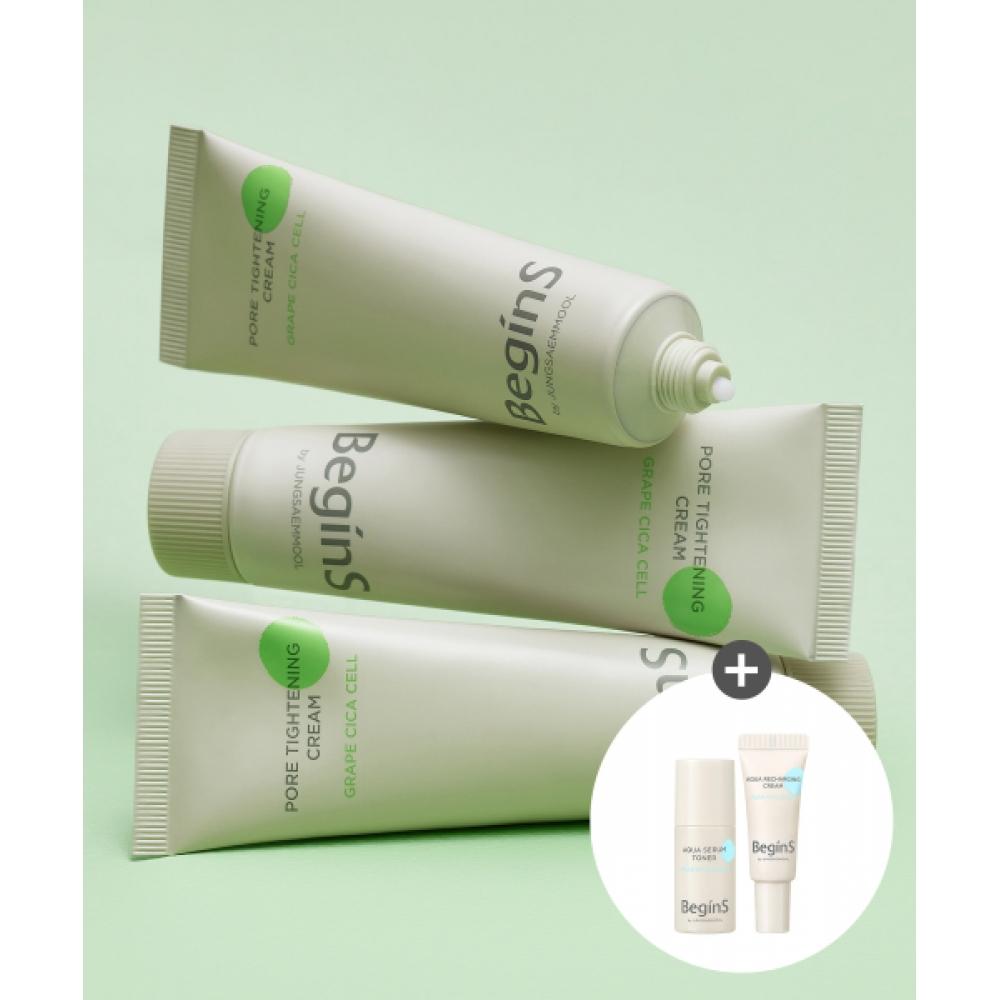 Begins Pore Tightening Cream  Aqua Cream 5ml + Aqua Toner 15ml Free Pore tightening cream 50ml