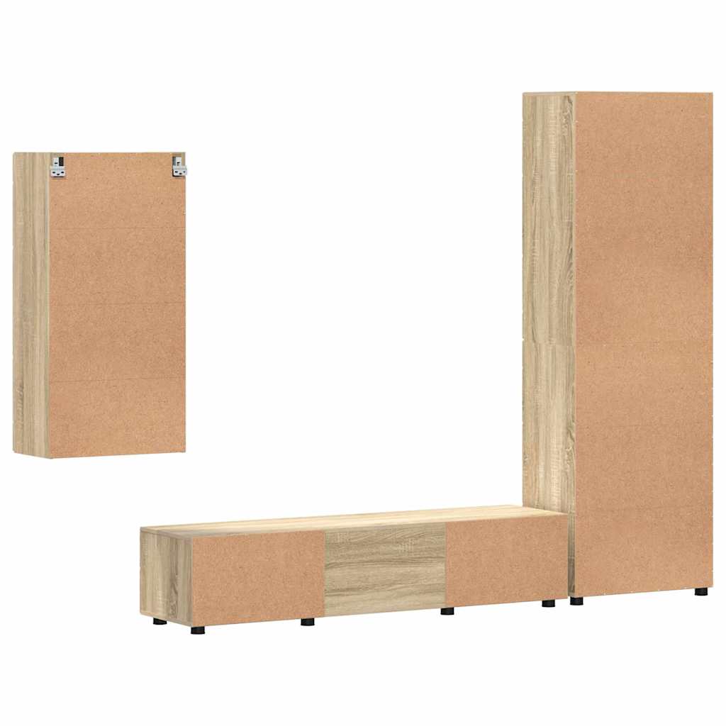TV Cabinet Set with Shelf FLORIN 3 pcs Sonoma Oak Particleboard