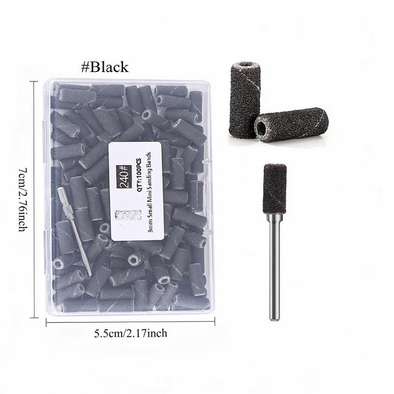101Pcs Dead Skin Remover Mini Sanding Bands Kits Nail Drill Bits With Mandrel Electric Manicure Accessories Tool