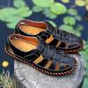 Men Breathable Sandals Outdoor Beach Slippers Leather Non-Slip Walking Shoe Summer Casual Male Loafers Summer Luxury Sandals