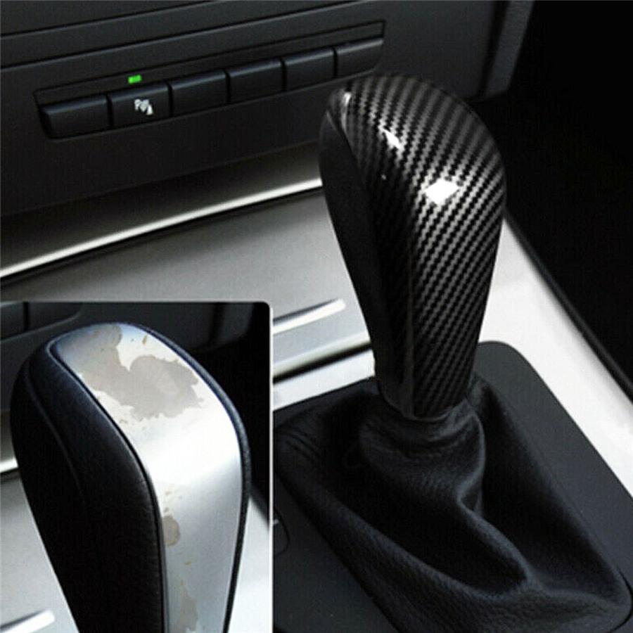 Kohlefaser-Look Schalthebelknauf Kopfabdeckung Passend für BMW 3er E90 E91 E92 E93