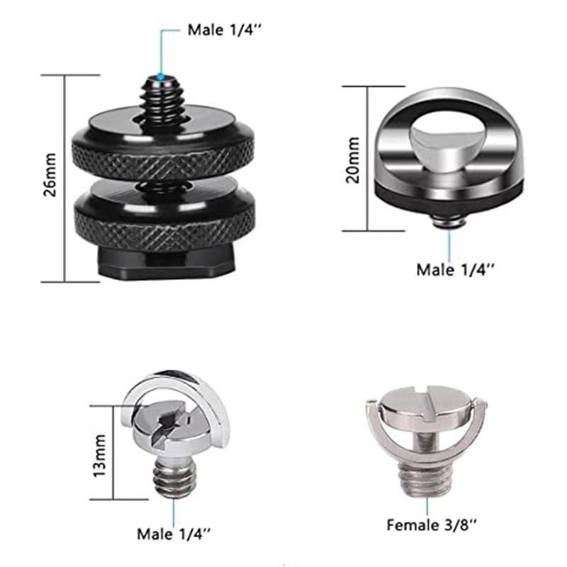 22PCS 1/4"-3/8" Camera Mount Screw Adapter Kit with Threaded Ring Converters for DSLR Tripod Ballhead Photography Accessories