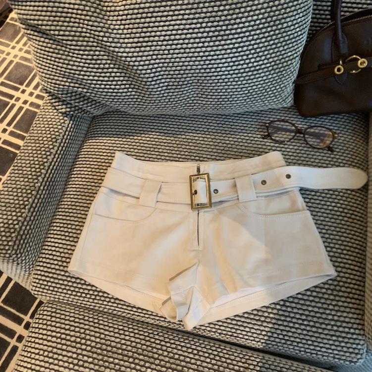 

Women s American Retro High-Waisted Spicy Girl Style Shorts with Belt - Autumn/Winter Slimming Straight Leg Hot Pants Extra Large