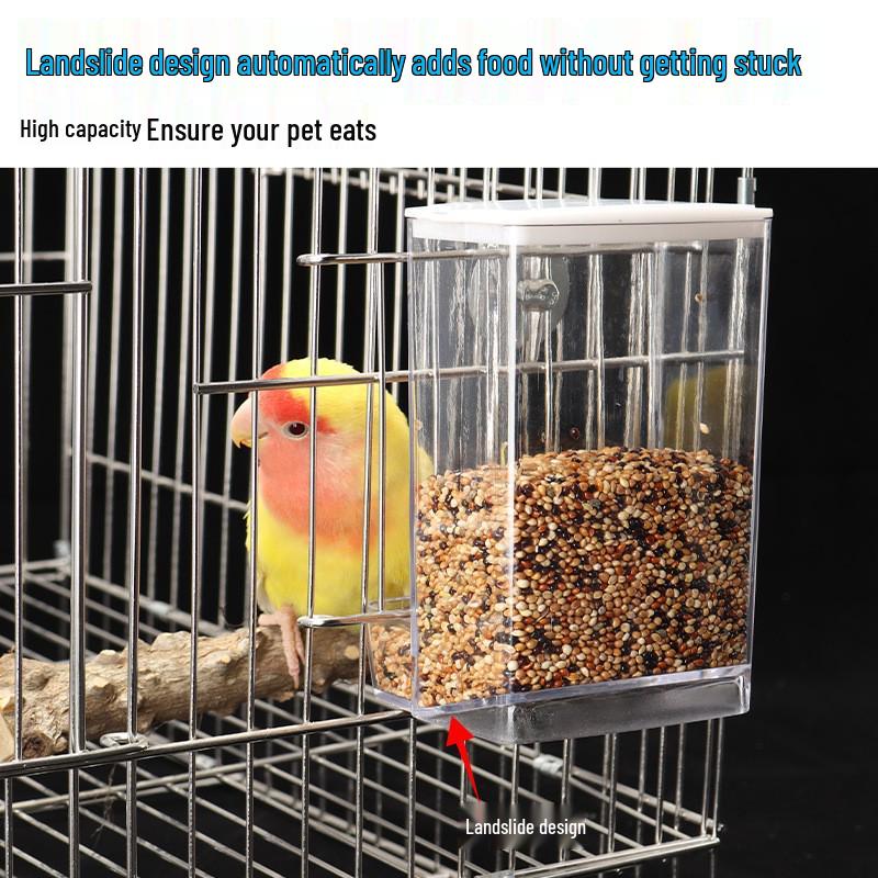 Anti-Spill Automatic Bird Feeder - Transparent, No-Mess Design for Parrots, Budgies, Cockatiels