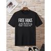 Men's 'Free Hugs' Inspired Letter Print Solid Color T-shirt Best Sellers
