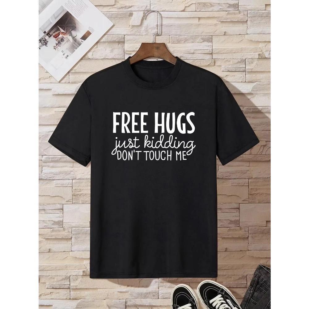 

Мужская футболка однотонная с принтом букв в стиле Free Hugs Бестселлеры XXXXXL чёрный