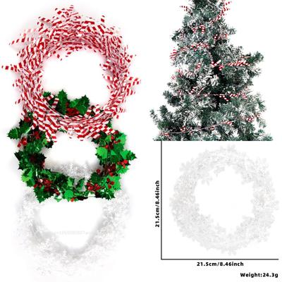 750cm Snowflake String Christmas Tree Decorations Tinsel Garlands with Wire Xmas Tree Party New Year DIY Decor Festival Ornament