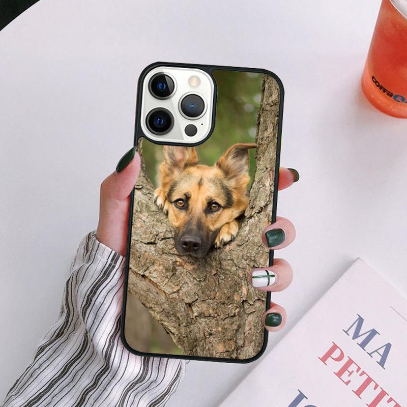 Cartoon German Shepherd Dog Phone Case For iPhone 17 Air 16 15 14 13 12 11 Pro Max Plus Max Cover Shell Coque