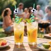 Football Themed Cartoon Spiral Straw Set with Creative Design 10PC