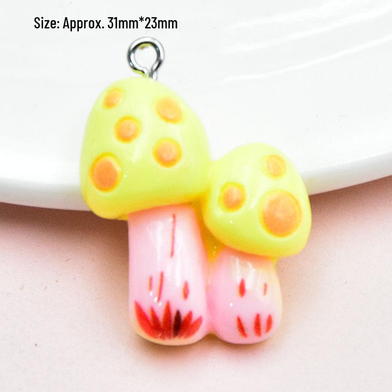 Resin Cartoon Mushroom & Red Umbrella Bag Charm DIY Jewelry Accessory
